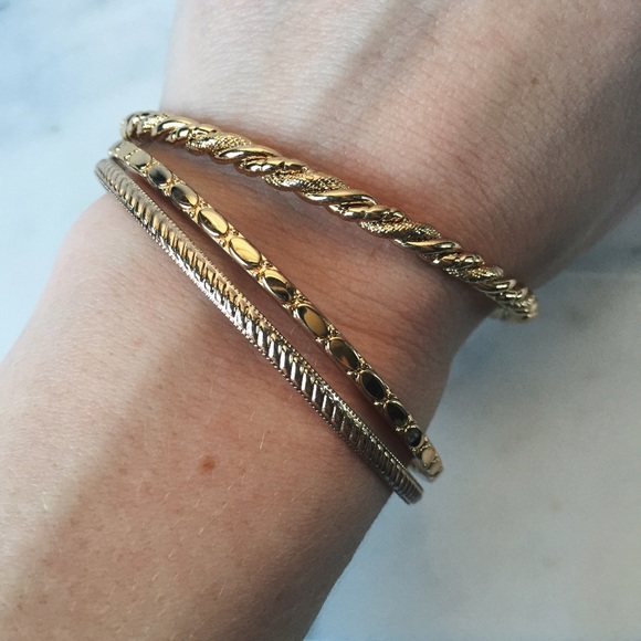 J. Crew Gold Bangle Set - Picture 2 of 3