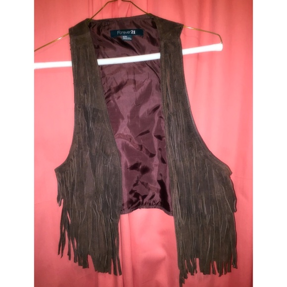 Forever 21 suede fringe vest