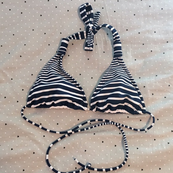 Navy Blue and White Striped Bikini Top - Picture 1 of 3