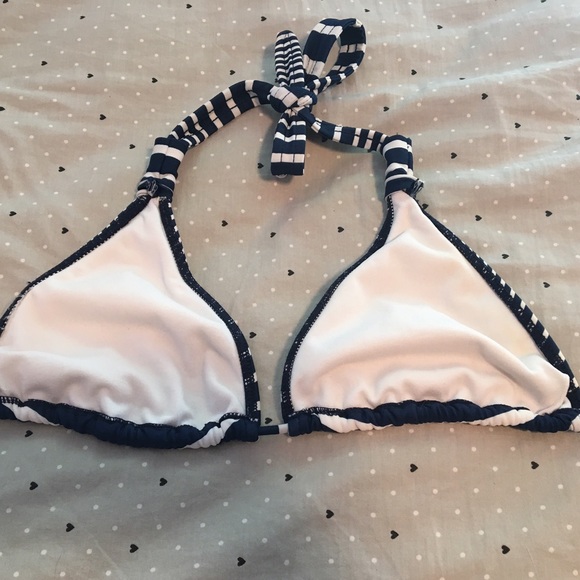 Navy Blue and White Striped Bikini Top - Picture 3 of 3