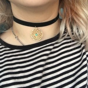 Black Suede Pendant Choker