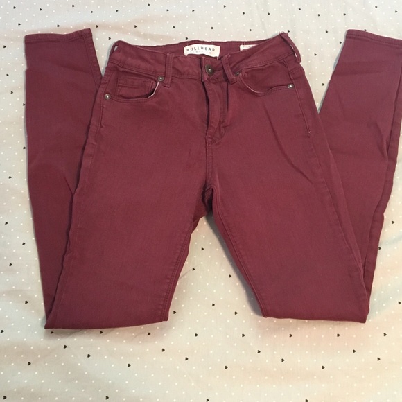 Maroon High Waisted Skinny Jeans