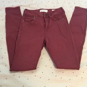 Maroon High Waisted Skinny Jeans