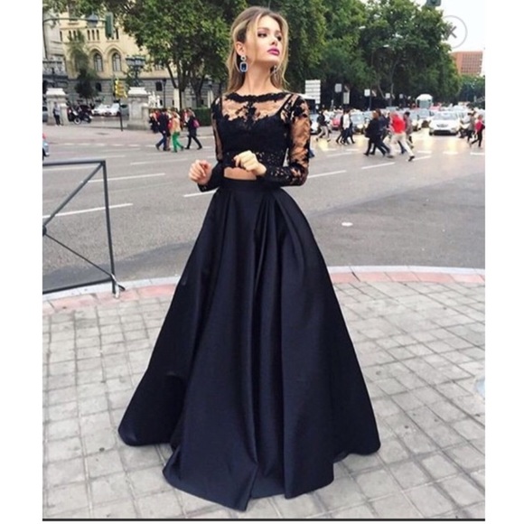 Black Two-Piece Prom Dress