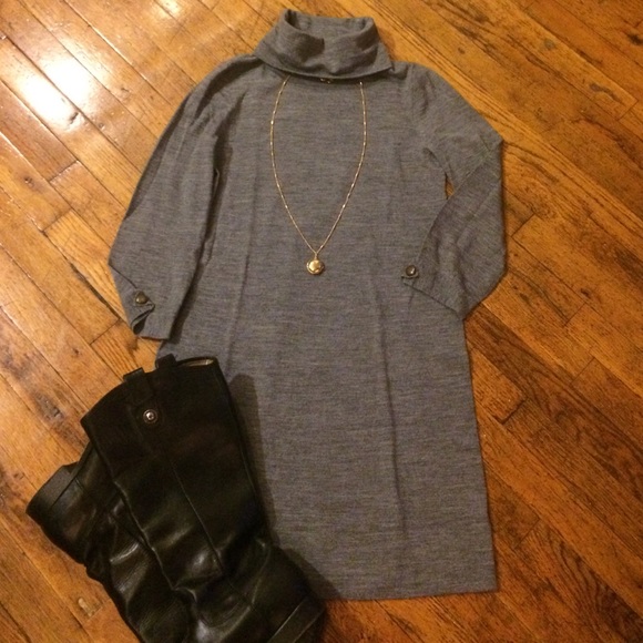 J.Crew Factory Wool Turtleneck Dress-Gray - Picture 2 of 4