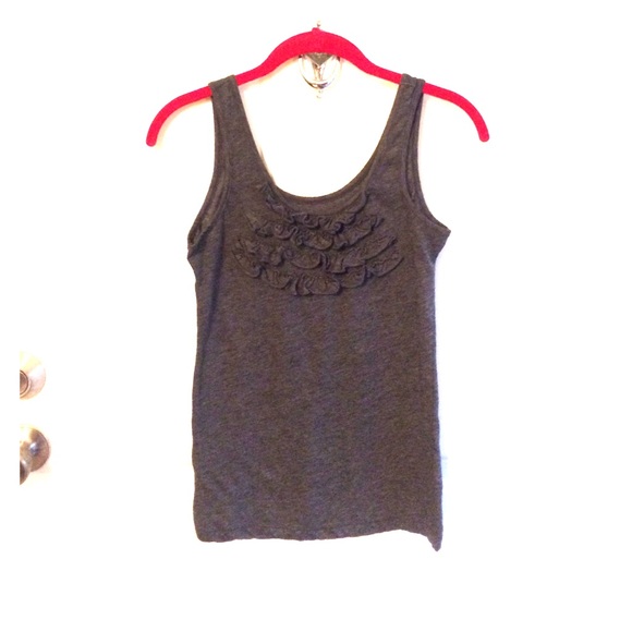 Charcoal gray ruffles tank top