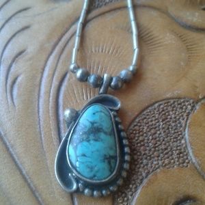 Vintage Native Turquoise Sterling Necklace