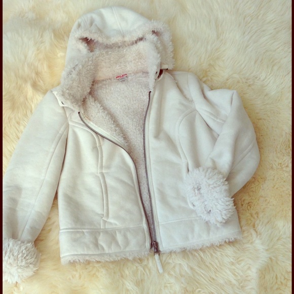 Guess Jeans Suede/Shearling Hooded Jacket