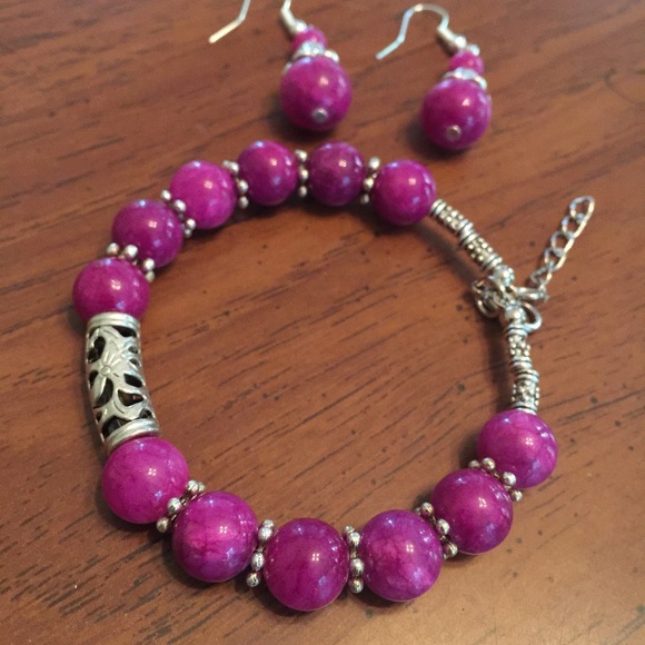 Handmade purple Jade bracelet - Picture 3 of 4
