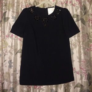 Short Sleeve Top with Black Gem Detail