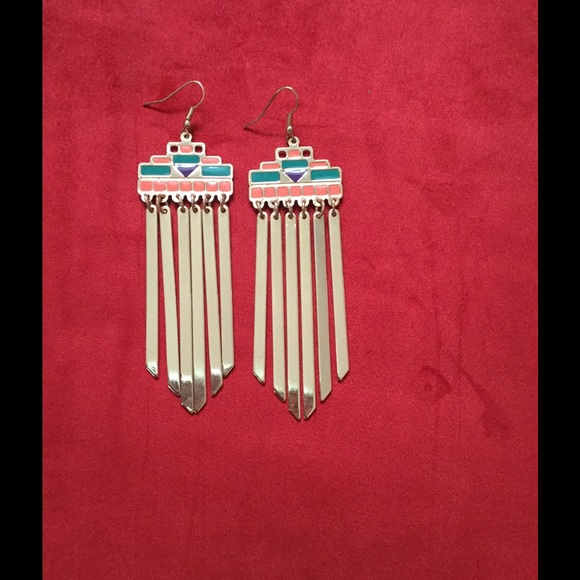 Gold Aztec Tribal Earrings