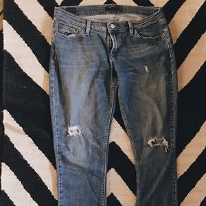 Levi's Too Superlow 524 Light Wash Ripped Jeans