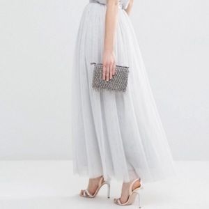 Grey tulle maxi princess skirt