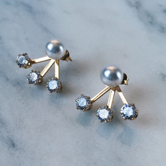 Wanderlust + Co. Triple-Crystal Gold Ear Cuffs