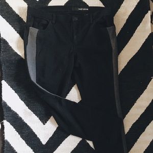 DKNY Black and Grey Tuxedo Style Jeggings