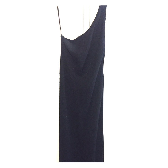 One shoulder formal black dress