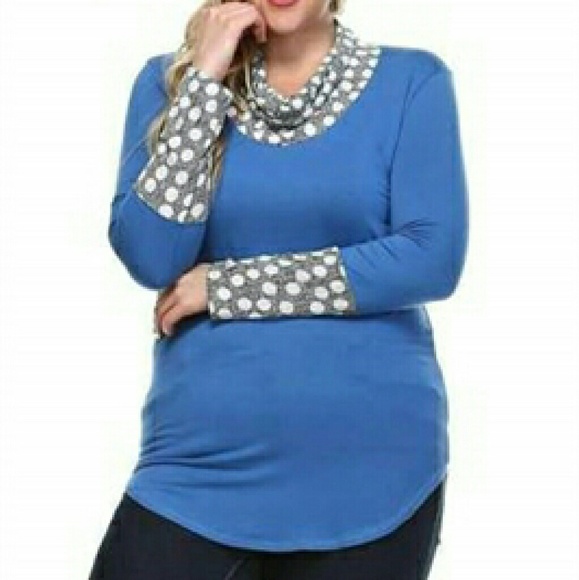 American Made Polka Dot Cowel Neck Sweater Top
