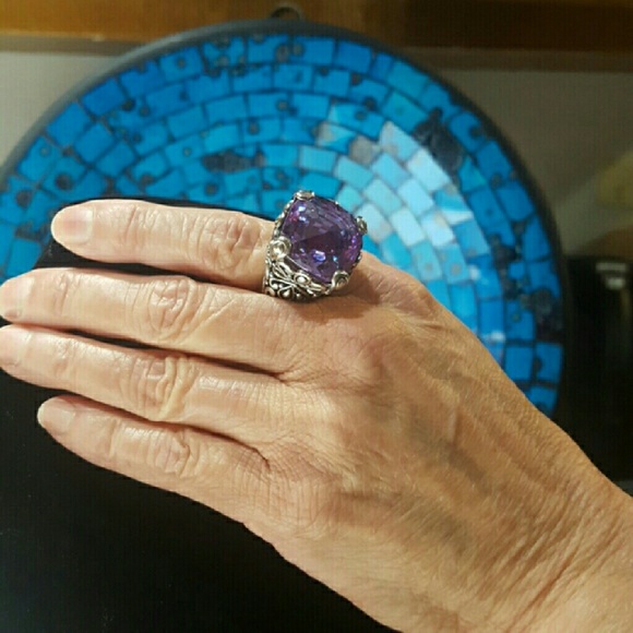 Silver plated ring - radiant purple tone color.