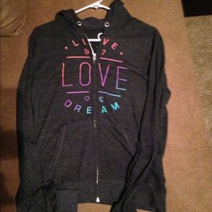 Ladies XL gray long sleeve zip up hoodie
