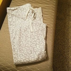 Fleece pj bottoms grey and white animal print