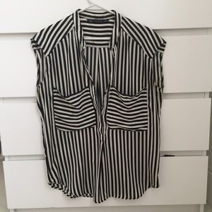 Striped silky Zara top with pockets