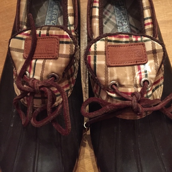 Sperry duck shoes, tartan, womens 7.5