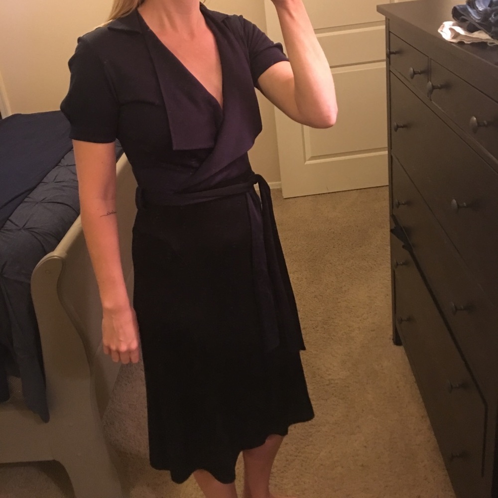 Diane Von Furstenberg Navy and Black Wrap Dress