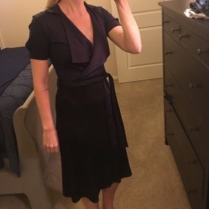Diane Von Furstenberg Navy and Black Wrap Dress