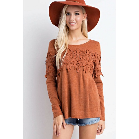 ‼️SOLD OUT‼️Lace Trimmed Sweater - Picture 3 of 4