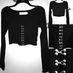 Gypsy Warrior front clasp closure, Black Crop Top