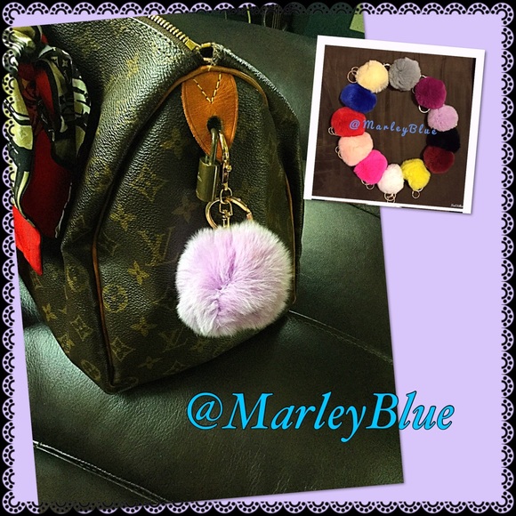 Buy2 Get 1 FREE!! Lavender Rex Rabbit Fur Pompom Keychain