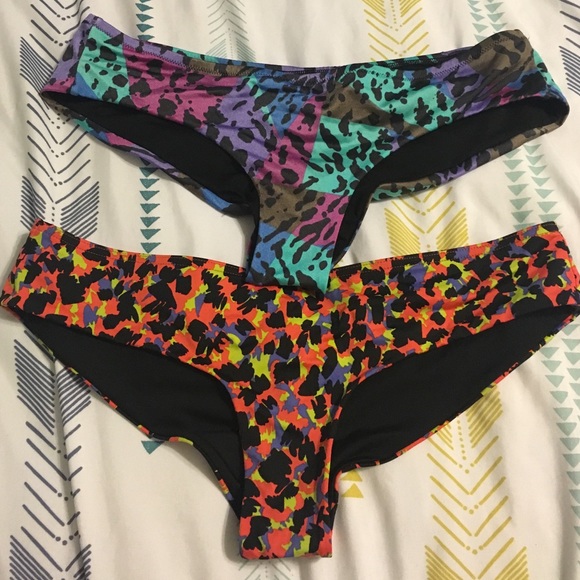 2 pair VS cheeky cut bikini bottoms
