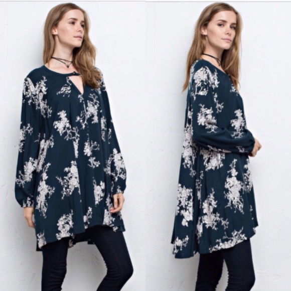 ❣LAST-M❣ Teal Forest Oversized Tunic Mini Dress - Picture 2 of 4