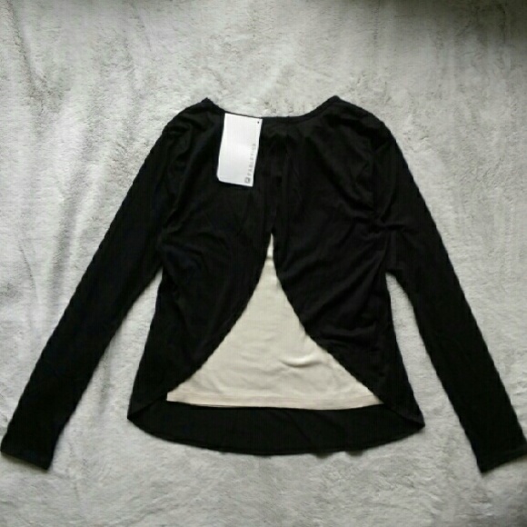 Black Crossover Open Back Long Sleeve Shirt