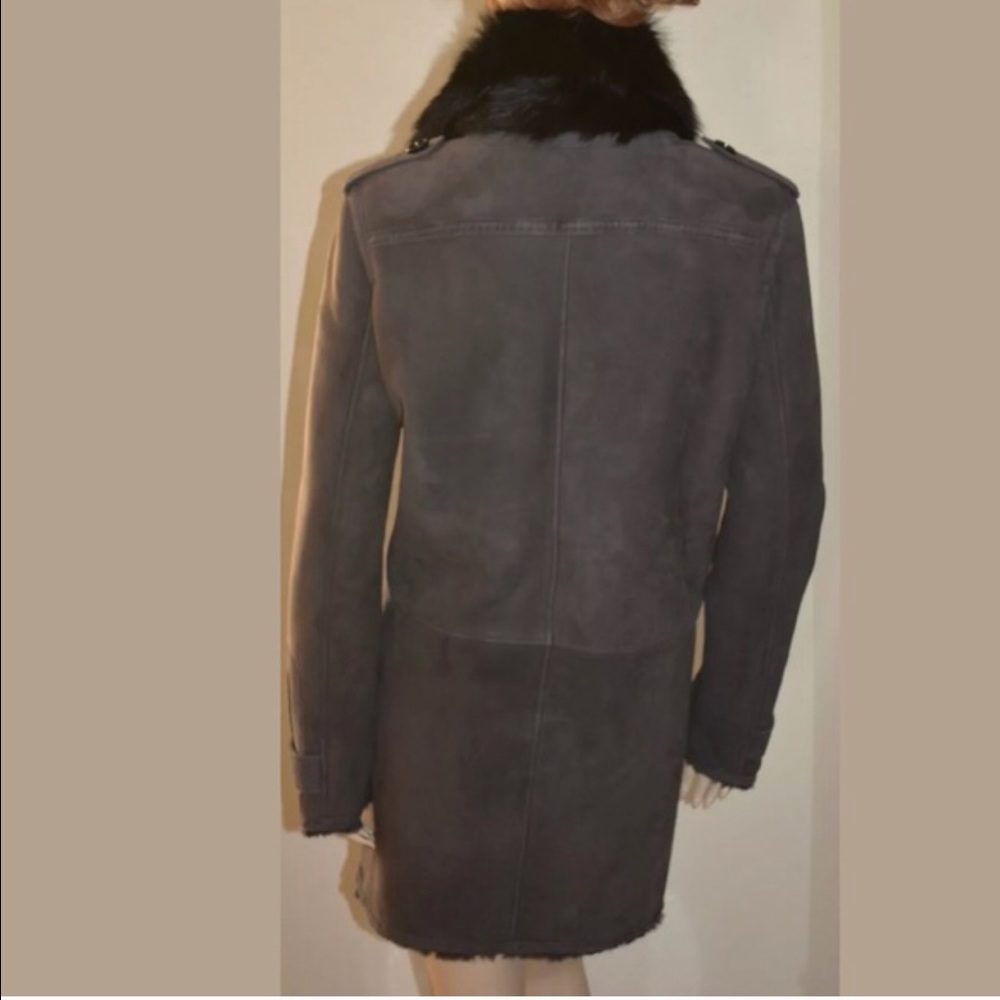 Burberry Jacket Shearling Charcoal Black Fur Coat - Picture 5 of 6