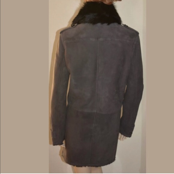 Burberry Jacket Shearling Charcoal Black Fur Coat - Picture 5 of 6