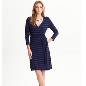 Banana Republic Zoey navy striped wrap dress