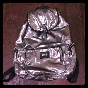 Victoria Secret PINK silver backpack!😘😌🌸