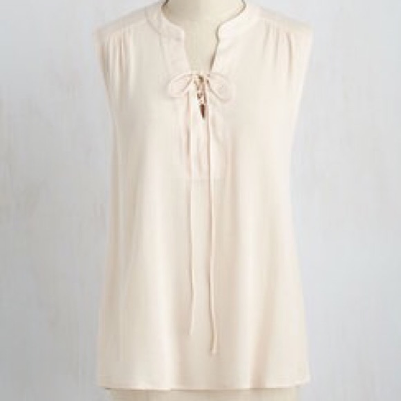 ModCloth Woven Top with Lace Up detail