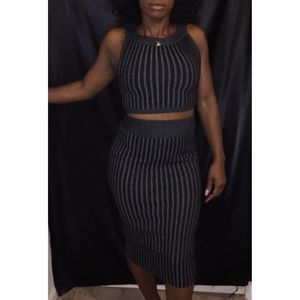 BOHO Two Piece Sweater Crop Top and Skirt