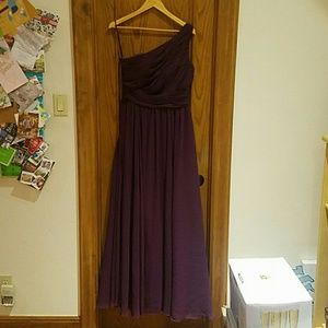 Worn ONCE full length purple one shoulder dress