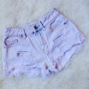 Bullhead High Waist White Denim Shorts