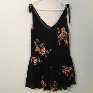 Black floral romper