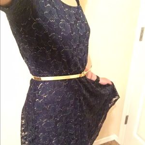 Blue & Gold Floral Party Dress -- By&By Brand