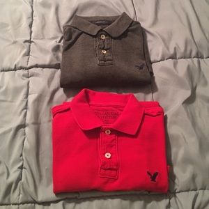 Red and Dark Grey American Eagle Polos