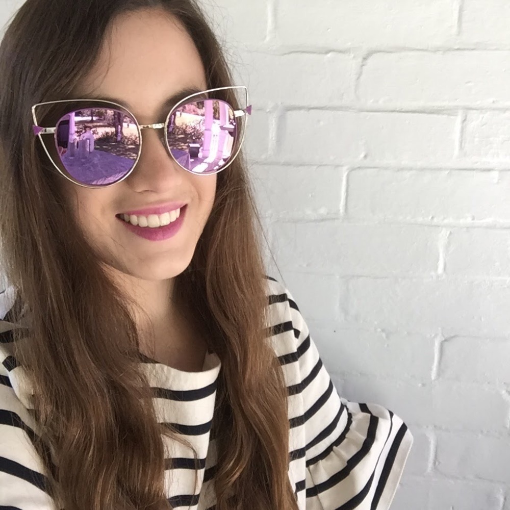 "Evelyn" Sunglasses || Purple Mirror Cat Eye - Picture 4 of 6