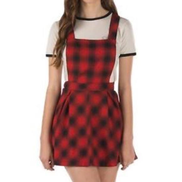 plaid skirt overall