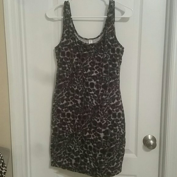 Sexy grey and black leopard fitted dress