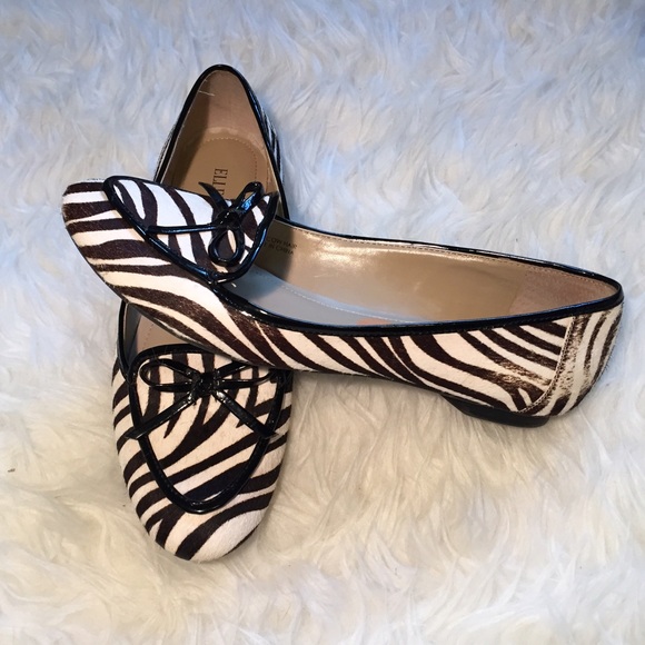 Zebra print calf hair slip-ons