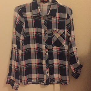 Pink, navy blue, etc multicolored flannel